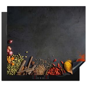 MuchoWow KRYT NA INDUKČNÍ DESKU Bylinky - Potraviny - Koření - Černá - Paprika - Skořice 59x52 cm obraz