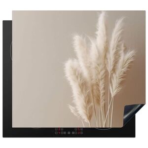 MuchoWow KRYT NA INDUKČNÍ DESKU Pampová tráva - Plumes - Pastelová - Bílá 59x52 cm obraz