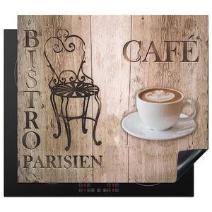 MuchoWow KRYT NA INDUKČNÍ DESKU Bistro Parisien - Kavárna - Káva - Vintage 57.6x51.6 cm obraz