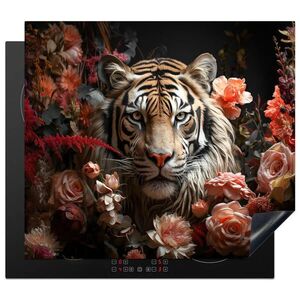 MuchoWow KRYT NA INDUKČNÍ DESKU Tygr - Zvíře - Příroda - Květiny - Botanické motivy 58.3x51.3 cm obraz