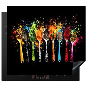 MuchoWow KRYT NA INDUKČNÍ DESKU Lžičky - koření - moderní - graffiti - barva - barevné 59x52 cm obraz