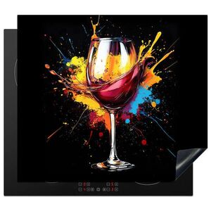 MuchoWow KRYT NA INDUKČNÍ DESKU Víno - sklo - graffiti - nápoj - červená - barva 59x52 cm obraz