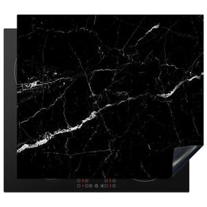 MuchoWow KRYT NA INDUKČNÍ DESKU Mramorový vzhled - Černá - Luxusní 59x52 cm obraz