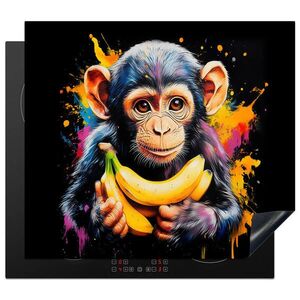 MuchoWow KRYT NA INDUKČNÍ DESKU Opice - Graffiti - Barevné - Banány - Moderní 59x52 cm obraz