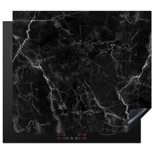 MuchoWow KRYT NA INDUKČNÍ DESKU Mramor - Černá - Bílá - Textura - Mramorový vzhled 59x51 cm obraz