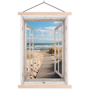 MuchoWow PLAKÁT S MAGNETICKOU LIŠTOU Okno - Moře - Pobřeží - Příroda - výhled - Pláž - Waddenské moře 40x60 cm obraz