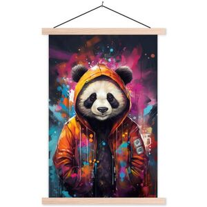 MuchoWow PLAKÁT S MAGNETICKOU LIŠTOU Panda - Bunda - Graffiti - Oranžová 60x90 cm obraz