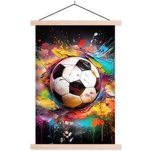 MuchoWow PLAKÁT S MAGNETICKOU LIŠTOU Fotbal - barva - barvy - černá - bílá 60x90 cm obraz