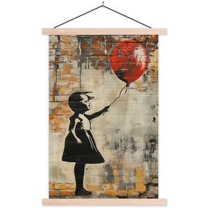 MuchoWow PLAKÁT S MAGNETICKOU LIŠTOU Graffiti - Banksy - Dívka - Street art 40x60 cm obraz