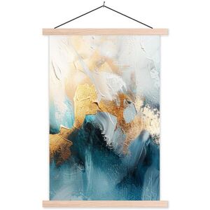 MuchoWow PLAKÁT S MAGNETICKOU LIŠTOU Abstraktní - umění - zlatá - modrá 40x60 cm obraz