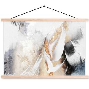 MuchoWow PLAKÁT S MAGNETICKOU LIŠTOU Luxusní - abstraktní - zlatá - bílá 60x40 cm obraz