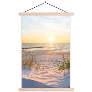MuchoWow PLAKÁT S MAGNETICKOU LIŠTOU Pláž - Slunce - Duna - Tráva - Písek - Horizont 40x60 cm obraz