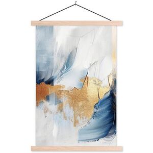 MuchoWow PLAKÁT S MAGNETICKOU LIŠTOU Zlatá - modrá - akvarel - umění - moderní 40x60 cm obraz