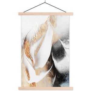 MuchoWow PLAKÁT S MAGNETICKOU LIŠTOU Luxusní - abstraktní - zlatá - bílá 40x60 cm obraz