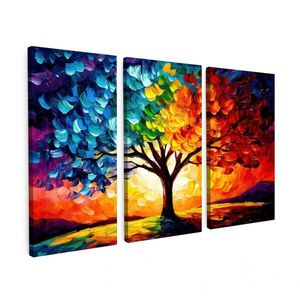 MuchoWow OBRAZ NA PLÁTNĚ 3dílná sada Strom - barevný - vzhled barvy - abstraktní 60x40 cm obraz