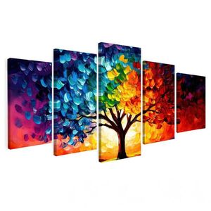 MuchoWow OBRAZ NA PLÁTNĚ 5dílná sada Strom - barevný - vzhled barvy - abstraktní 100x50 cm obraz