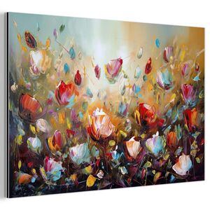 MuchoWow KOVOVÝ OBRAZ Květiny - Umění - Příroda - Olejomalba 90x60 cm obraz