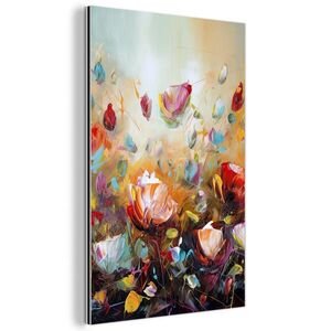 MuchoWow KOVOVÝ OBRAZ Květiny - Umění - Příroda - Olejomalba 60x90 cm obraz