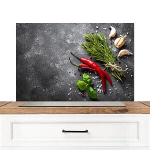 MuchoWow KUCHYŇSKÁ ZÁSTĚNA Pepř - Bylinky - Koření - Beton 80x55 cm obraz