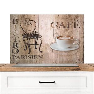 MuchoWow KUCHYŇSKÁ ZÁSTĚNA Bistro Parisien - Kavárna - Káva - Vintage 80x55 cm obraz
