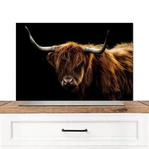 MuchoWow KUCHYŇSKÁ ZÁSTĚNA Skotský horal - Rohy - Černá - Zvířata - Příroda - Divoká - Kráva 80x55 cm obraz
