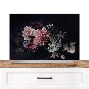 MuchoWow KUCHYŇSKÁ ZÁSTĚNA Květiny - Vintage - pastelové - růžové - bílé 80x55 cm obraz