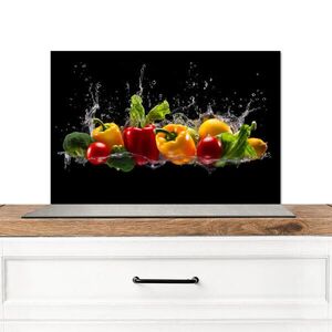 MuchoWow KUCHYŇSKÁ ZÁSTĚNA Sladká paprika - Vodní - Zeleninová - Černá 70x50 cm obraz