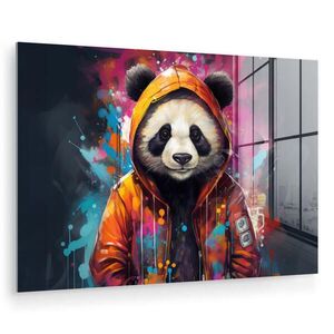 MuchoWow OBRAZ NA AKRYLOVÉM SKLE Panda - Bunda - Graffiti - Oranžová 60x40 cm obraz