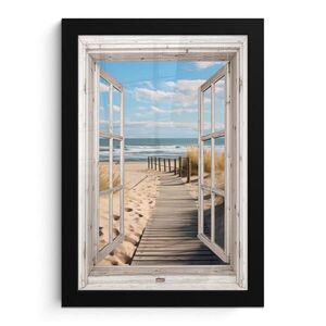 MuchoWow PLAKÁT V RÁMU Okno - Moře - Pobřeží - Příroda - výhled - Pláž - Waddenské moře 20x30 cm obraz