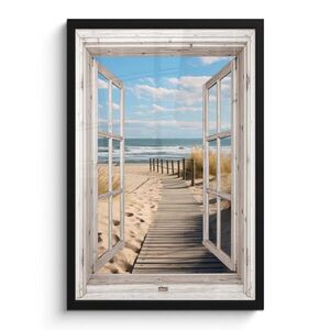 MuchoWow PLAKÁT V RÁMU Okno - Moře - Pobřeží - Příroda - výhled - Pláž - Waddenské moře 40x60 cm obraz