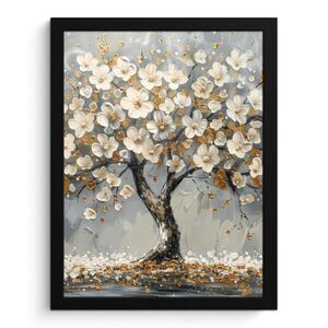 MuchoWow PLAKÁT V RÁMU Strom - Květiny - Bílá - Příroda - Umění 30x40 cm obraz