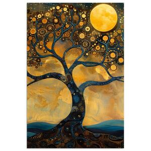 MuchoWow PLAKÁT Strom - Měsíc - Květiny - Zlato - Umění 20x30 cm obraz
