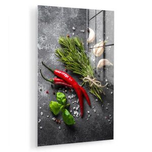 MuchoWow OBRAZ NA AKRYLOVÉM SKLE Pepř - Bylinky - Koření - Beton 60x90 cm obraz