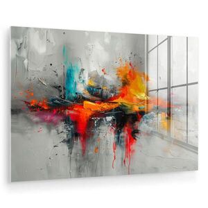 MuchoWow OBRAZ NA AKRYLOVÉM SKLE Moderní umění - Oranžová - Šedá - Abstraktní 90x60 cm obraz