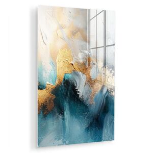 MuchoWow OBRAZ NA AKRYLOVÉM SKLE Abstraktní - umění - zlatá - modrá 60x90 cm obraz