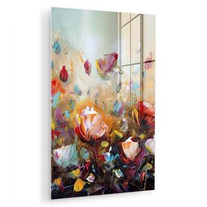 MuchoWow OBRAZ NA AKRYLOVÉM SKLE Květiny - Umění - Příroda - Olejomalba 60x90 cm obraz