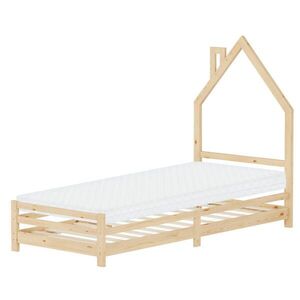 ML-DESIGN DĚTSKÁ postýlka Dům 90x200 cm s matrací z přírodního borového dřeva obraz