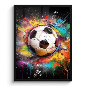 MuchoWow PLAKÁT V RÁMU Fotbal - barva - barvy - černá - bílá 60x80 cm obraz