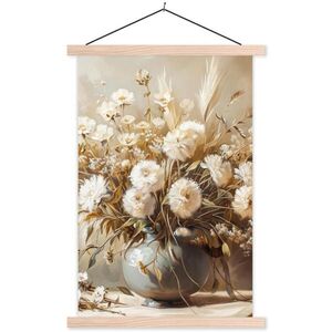 MuchoWow PLAKÁT S MAGNETICKOU LIŠTOU Květiny - Váza - Zátiší - Béžová 60x90 cm obraz