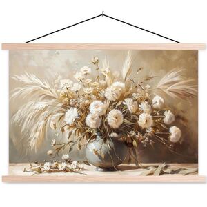MuchoWow PLAKÁT S MAGNETICKOU LIŠTOU Květiny - Váza - Zátiší - Béžová 90x60 cm obraz