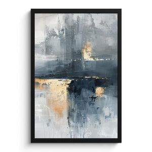 MuchoWow PLAKÁT V RÁMU Umění - šedá - zlatá - abstraktní 40x60 cm obraz