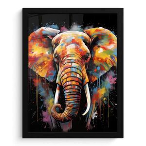 MuchoWow PLAKÁT V RÁMU Slon - Graffiti - Černá - Zvířata - Barvy 30x40 cm obraz
