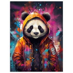 MuchoWow PLAKÁT Panda - Bunda - Graffiti - Oranžová 30x40 cm obraz