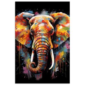 MuchoWow PLAKÁT Slon - Graffiti - Černá - Zvířata - Barvy 80x120 cm obraz