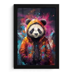 MuchoWow PLAKÁT V RÁMU Panda - Bunda - Graffiti - Oranžová 20x30 cm obraz