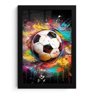 MuchoWow PLAKÁT V RÁMU Fotbal - barva - barvy - černá - bílá 20x30 cm obraz