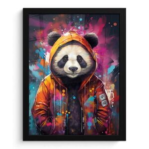MuchoWow PLAKÁT V RÁMU Panda - Bunda - Graffiti - Oranžová 30x40 cm obraz