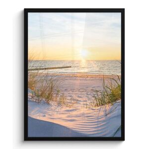 MuchoWow PLAKÁT V RÁMU Pláž - Slunce - Duna - Tráva - Písek - Horizont 60x80 cm obraz