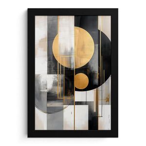 MuchoWow PLAKÁT V RÁMU Abstraktní - Zlato - Stříbro - Tvary - Estetické - Moderní 20x30 cm obraz