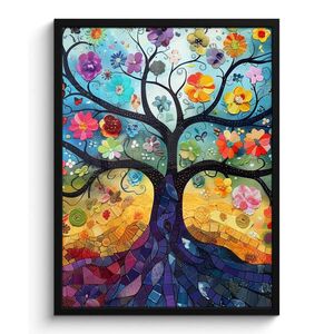 MuchoWow PLAKÁT V RÁMU Umění - Strom života - Květiny - Hippie 60x80 cm obraz